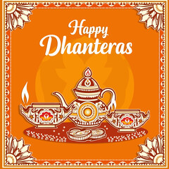 Happy Laxmi Puja and Dhanteras greeting card. 