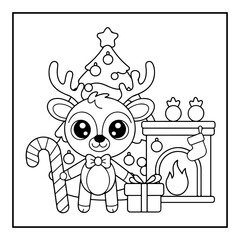 Cute Kawaii Christmas Coloring Book.