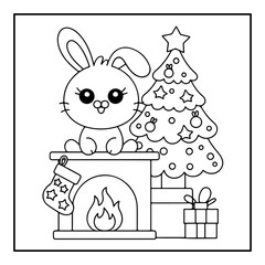 Cute Kawaii Christmas Coloring Book.