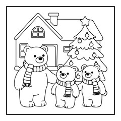 Obraz premium Cute Kawaii Christmas Coloring Book.