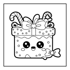 Cute Kawaii Christmas Coloring Book.