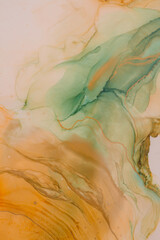 Fototapeta premium gold and blue marble background with watercolor paint. fluid art. abstract painting.