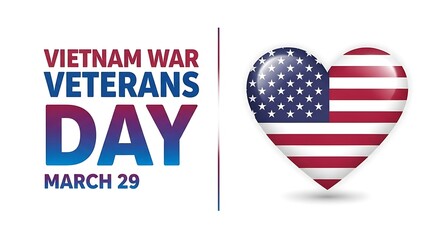 Vietnam veterans day march 29 with us flag heart graphic