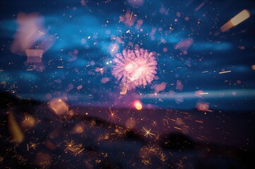 Fototapeta premium Glittering lights in the darkness