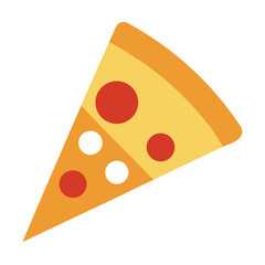 Single Pizza Slice with Pepperoni and Cheese Illustration on White Background