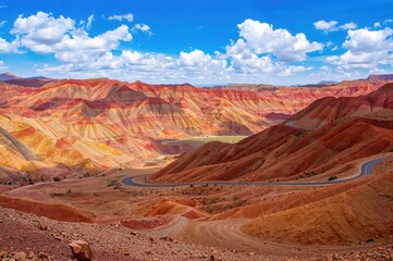Naklejka premium Colorful Layered Mountains in a National Geopark