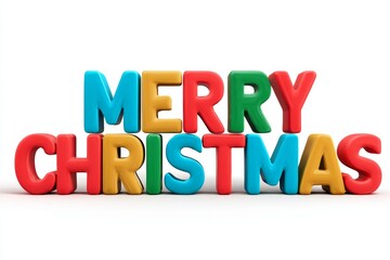 Colorful merry christmas text with bold red, green, and gold lettering.
