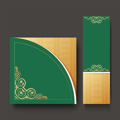 Elegant Green and Gold Decorative Islamic Card and Banner Template Set