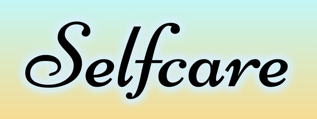 Selfcare handwritten script in elegant cursive style promoting wellness and mindfulness, perfect for commercial use in self-care campaigns, typography-focused designs, and mental health awareness visu