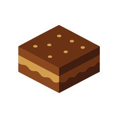 Isometric Brownie Square with Peanut Butter Layer and Chocolate Chips