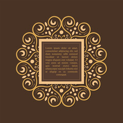 Elegant Ornamental Frame with Decorative Border and Brown Background Design Element