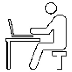 distant work pixel icon, 8-bit. Isolated vector illustration.