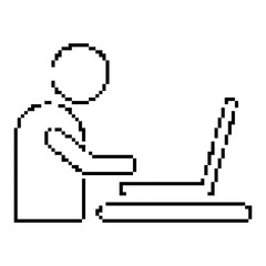 distant work pixel icon, 8-bit. Isolated vector illustration.