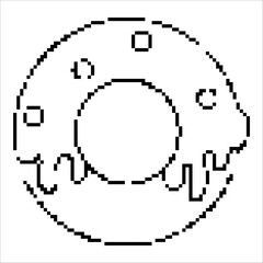 Obraz premium donut pixel icon, 8-bit. Isolated vector illustration.