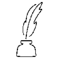 Obraz premium feather pixel icon, 8-bit. Isolated vector illustration.