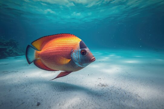 Isolated marine fish with a natural aquatic backdrop