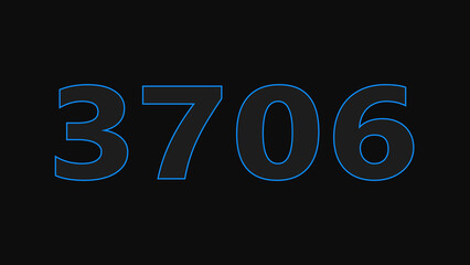 glowing neon number 3700 illustration . on a black background. and creating a stunning illustration 4k illustration