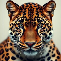 Obraz premium Close up portrait of a majestic leopard with intense gaze, wildlife photography