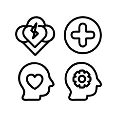 Obraz premium Four distinct outline icons representing health heart mind and brain concepts