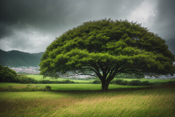 beautiful landscape of rainy summer forest and dramatic sky, cloudy weather, beautiful nature