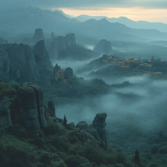 morning mist over the river, Greece