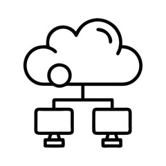 Simple line art illustration of cloud computing network connecting multiple devices