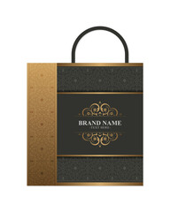 Elegant Luxury Shopping Bag with Gold Ornament and Text Area Mockup