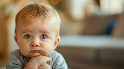 Cute Child Looking Adorable and Thoughtful