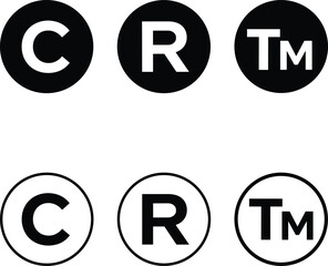 Copyright symbol, trademark icon, registered trademark, legal protection, intellectual property, branding, logo, rights, secure, design, graphic, minimal, ownership, identity, law, official, creative