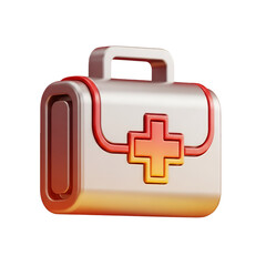 Obraz premium A 3d render of a medical first aid kit with a cross symbol isolated on transparent background