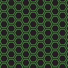 Green &black Seamless Honeycomb Pattern Illustration  background