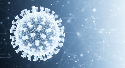Close up of a coronavirus cell with plexus structure and copy space