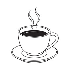 Hot tea cup silhouette line vector design. Perfect for breakfast design.