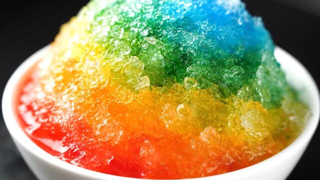 Colorful Shaved Ice A Delicious and Refreshing Summer Treat in a White Bowl
