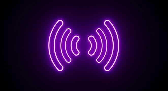Vibrant wireless communication, neon sign symbol on dark background - Powered by Adobe