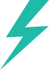 Teal lightning bolt symbol on a white background electricity power