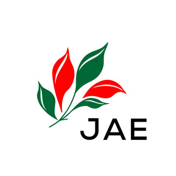 Modern Nature Inspired Logo with Red and Green Leaves, JAE Later Logo, Abstract Botanical Logo with Elegant Typography , 
