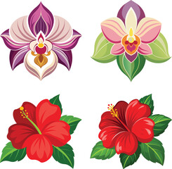 Set of floral elements. Romantic flower collection with flowers, twigs, leaves, herbs and berries. Vector design isolated on white background.
