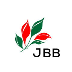 Modern Abstract Leaf Logo Design – JBB Later Logo, Red and Green Nature-Inspired Brand Icon
