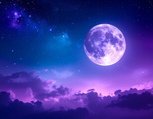Fototapeta premium Surreal Night Sky in Purple Tone 