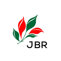 Obraz premium Modern Abstract Leaf Logo Design – JBR Later Logo, Red and Green Nature-Inspired Brand Icon 