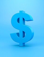 Blue 3D dollar sign on a light-blue background