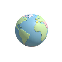 Naklejka premium Stylized 3d globe with continents in green and blue, isolated on transparent background