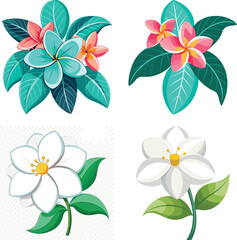 Set of floral elements. Romantic flower collection with flowers, twigs, leaves, herbs and berries. Vector design isolated on white background.
