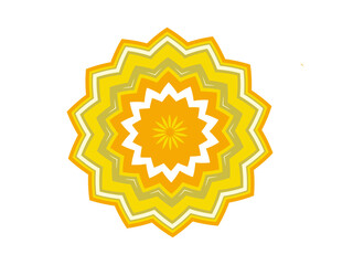 Yellow Mandala Flower Style Decorative Element on Transparent Background