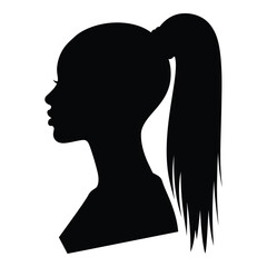 Elegant silhouette of a woman with a high ponytail profile view silhouette