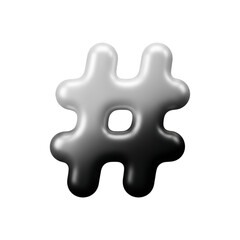 Obraz premium 3d rendered hashtag symbol with gradient effect, isolated on transparent background