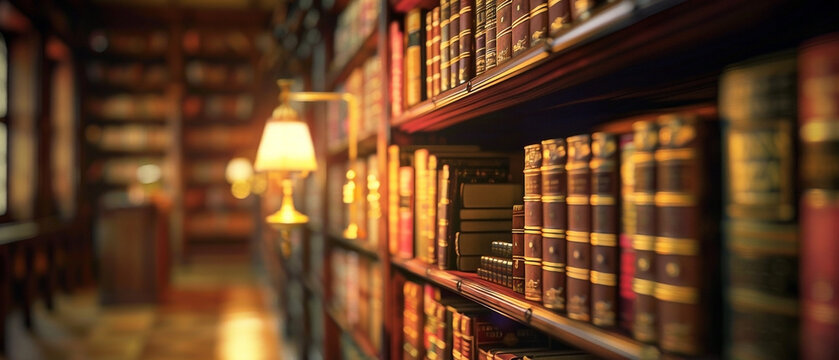 Atmospheric library interior featuring antique books and a warm inviting reading lamp ambiance