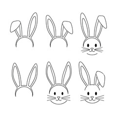 Fototapeta premium Cute bunny ears and faces set
