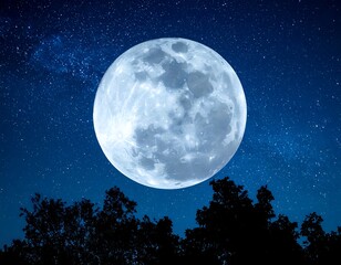 Full moon over a night sky